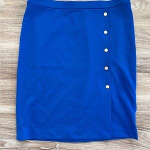 The Limited Royal Blue Pencil Skirt with Gold Buttons